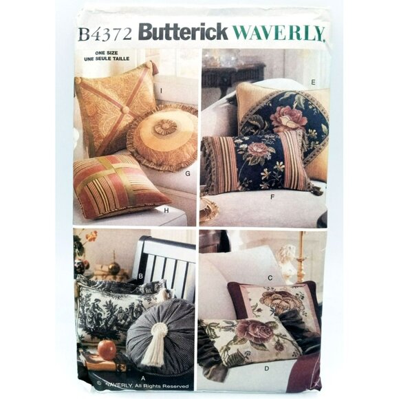 Butterick Waverly Pattern B4372 Easy To Do Pillows Covers One Size Vintage Uncut - Picture 1 of 2